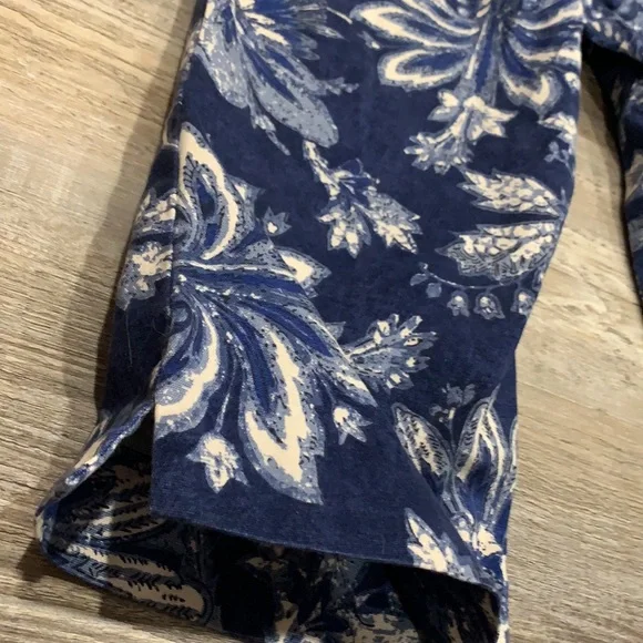 LAUREN RALPH LAUREN Floral Capris dark blue Cotton/Spandex size 6P - Picture 4 of 7